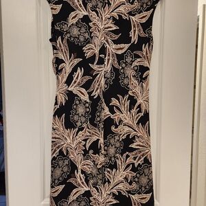 Elegant Black and Beige Floral Dress